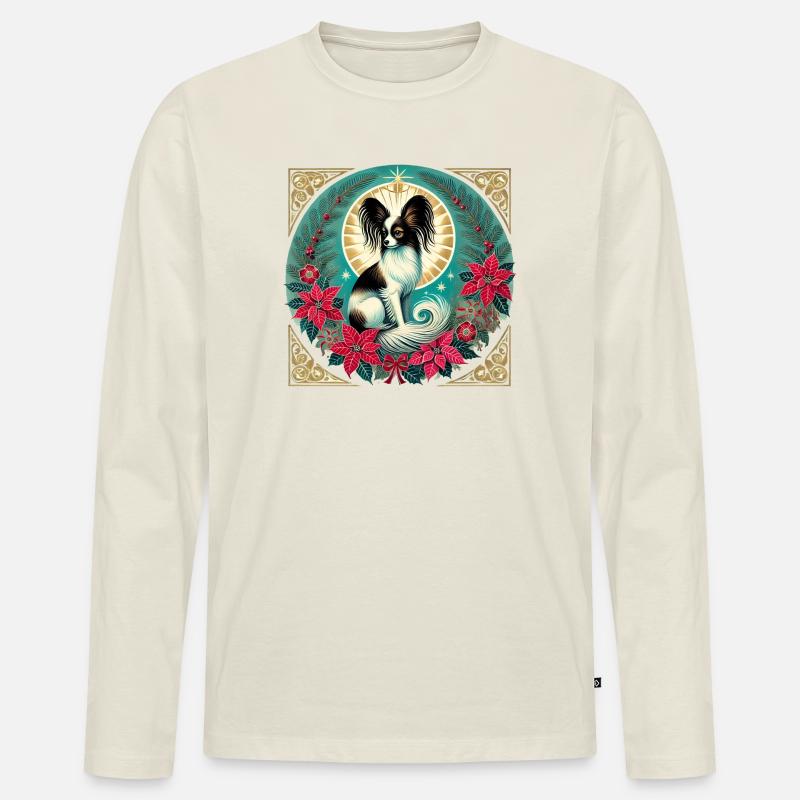 Papillon Halo Weihnachtskreis - Männer Premium Bio Langarmshirt - Naturweiß
