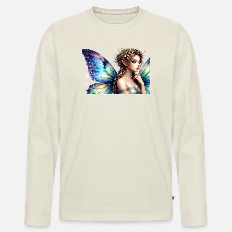 Irisierende Feenkrone - Männer Premium Bio Langarmshirt - Naturweiß