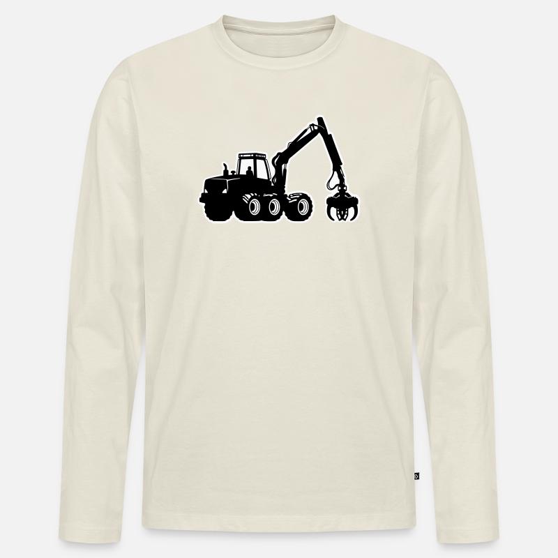 Harvester Silhouette - Männer Premium Bio Langarmshirt - Naturweiß