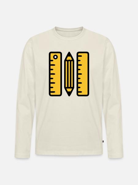 Règles-stylo dessinant l’architecture - T-shirt manches longues Premium bio Homme - blanc cassé