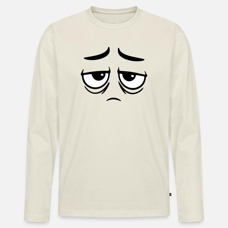 Grumpy sad disappointed face funny - Men's Premium Organic Long Sleeve Shirt - off white