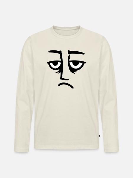 Grumpy sad disappointed face funny - Men's Premium Organic Long Sleeve Shirt - off white