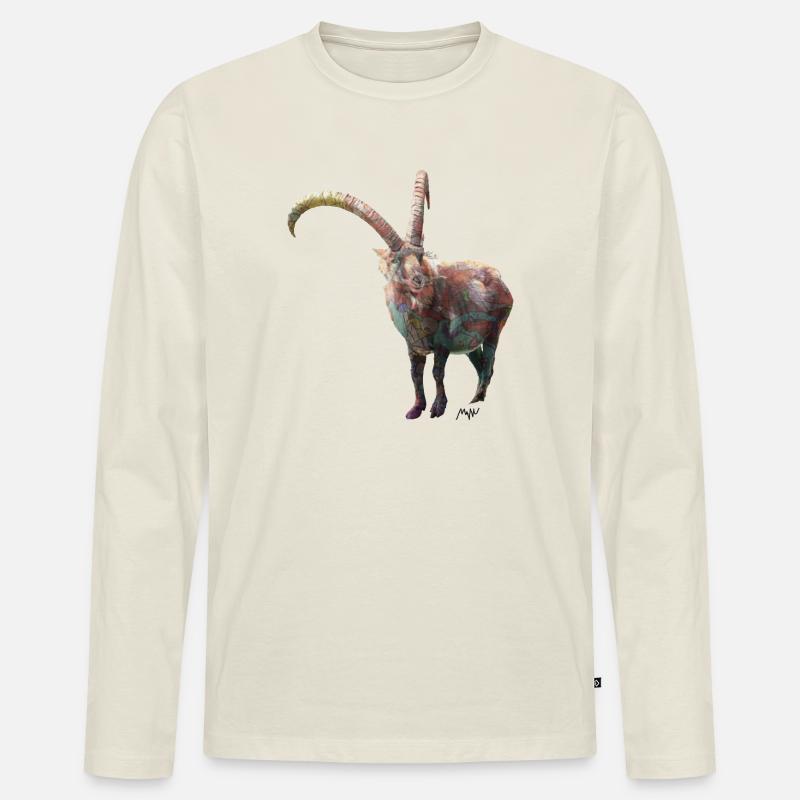 Steinbock - Männer Premium Bio Langarmshirt - Naturweiß