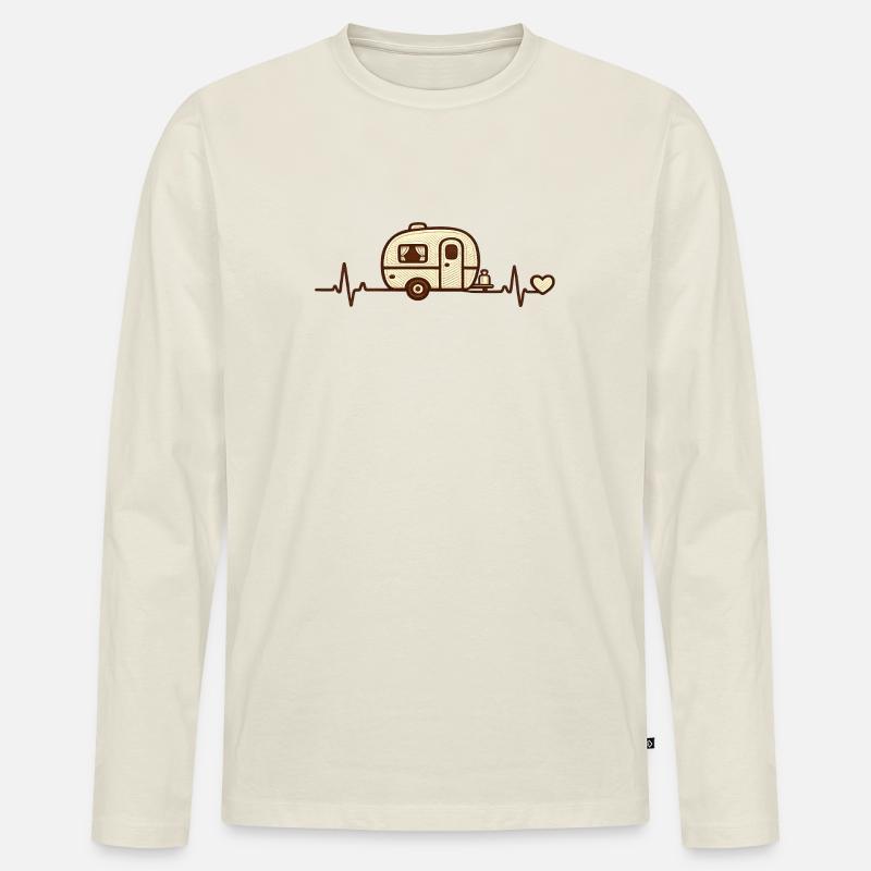 Herz Caravan Retro Sketch - Männer Premium Bio Langarmshirt - Naturweiß