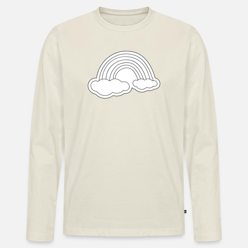 Minimalistischer Regenbogen auf Wolken - Männer Premium Bio Langarmshirt - Naturweiß