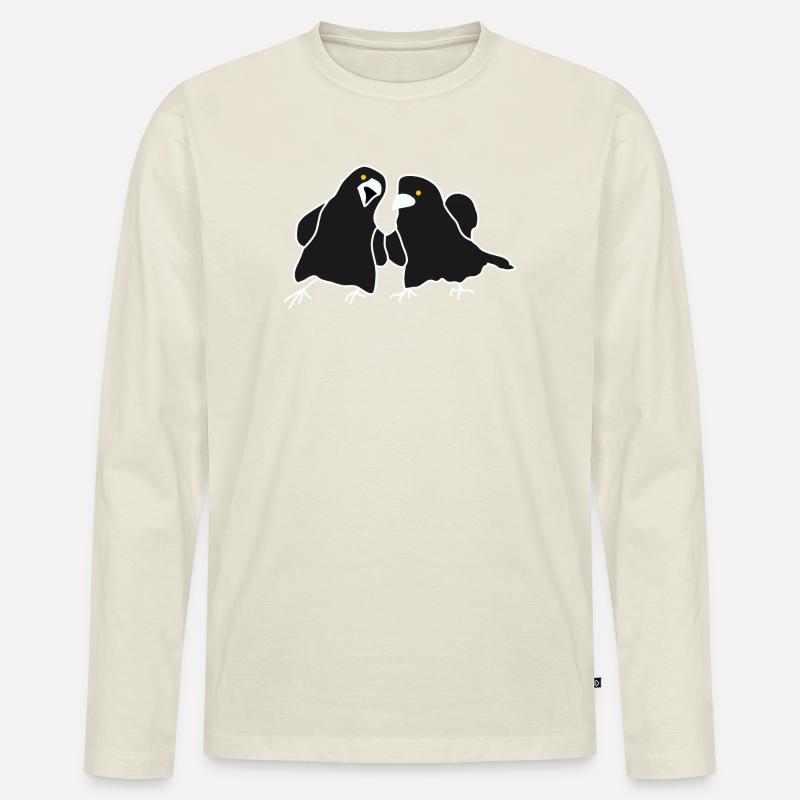 Minimalistisches Raven-Duo - Männer Premium Bio Langarmshirt - Naturweiß