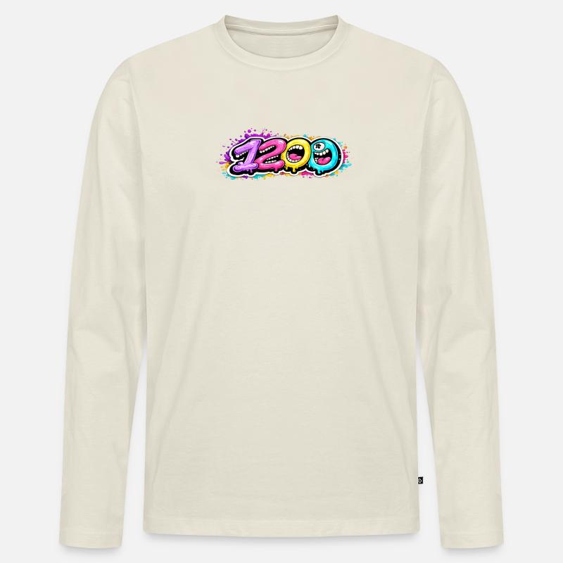 1200 Bubbleface - Männer Premium Bio Langarmshirt - Naturweiß