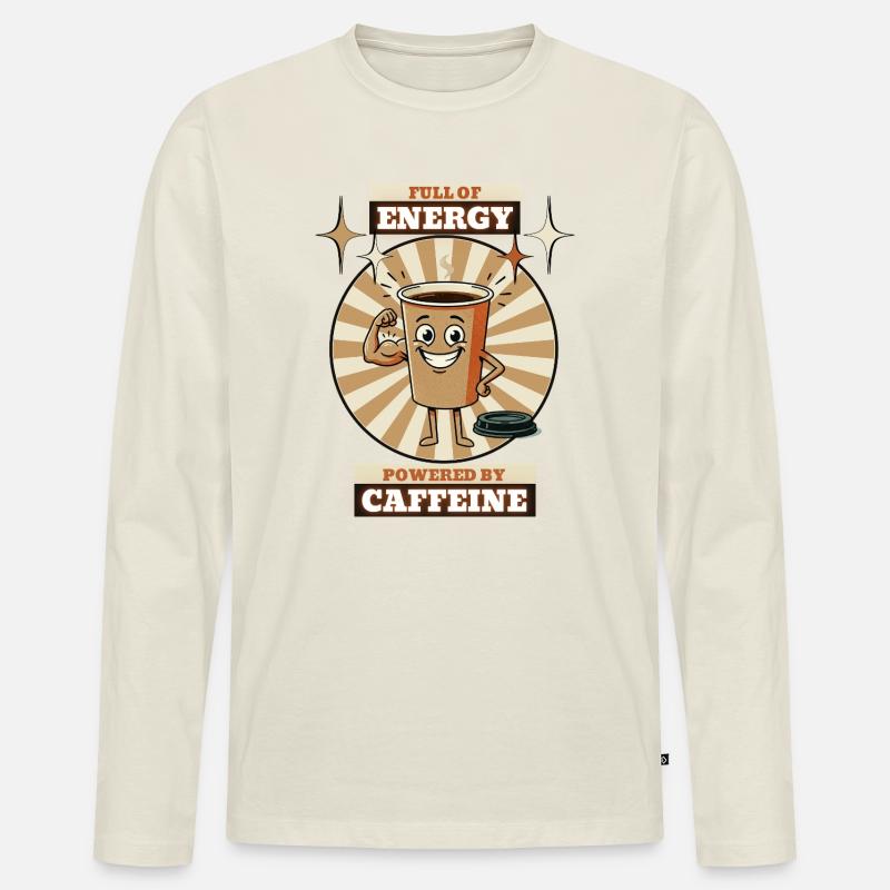 Kaffeetassenenergie - Männer Premium Bio Langarmshirt - Naturweiß