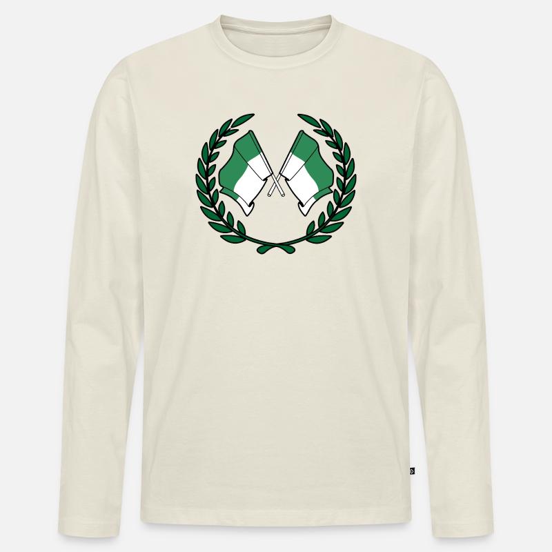 Vlieland Laurel Flags – Island Pride - Männer Premium Bio Langarmshirt - Naturweiß