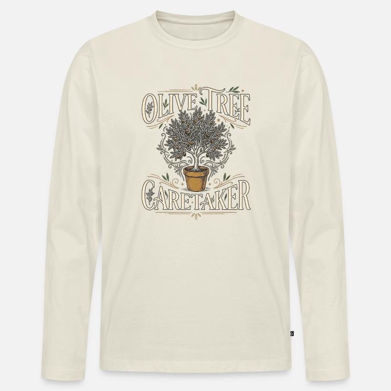 Olive Tree - Männer Premium Bio Langarmshirt - Naturweiß