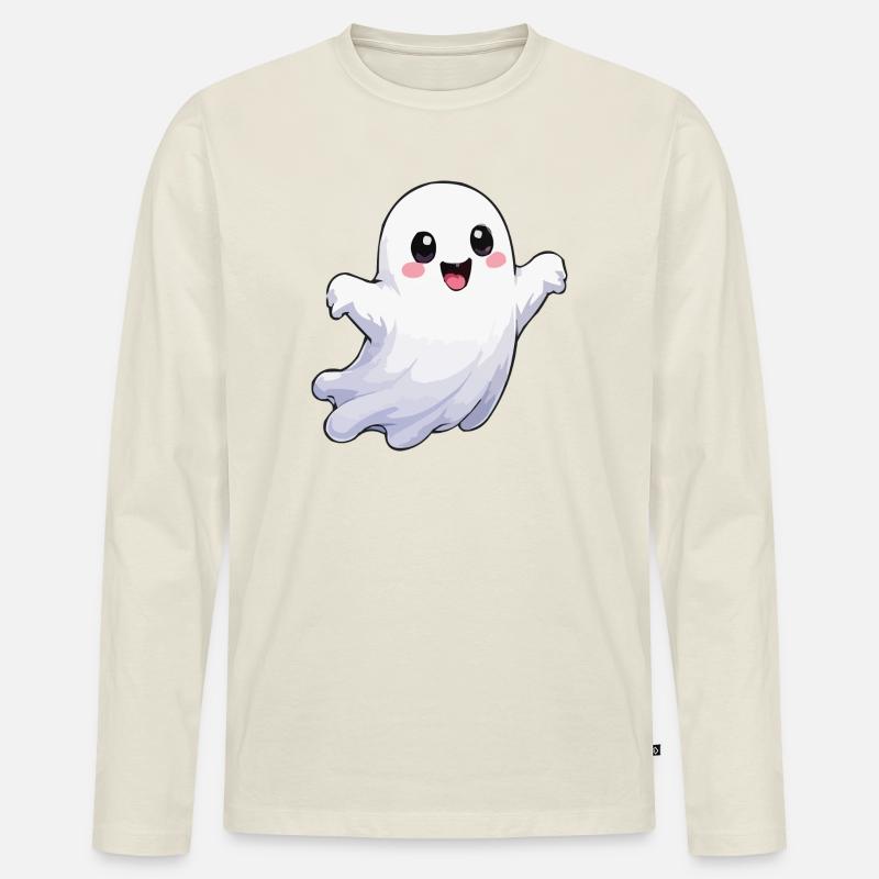 geist-comic-fun - Männer Premium Bio Langarmshirt - Naturweiß