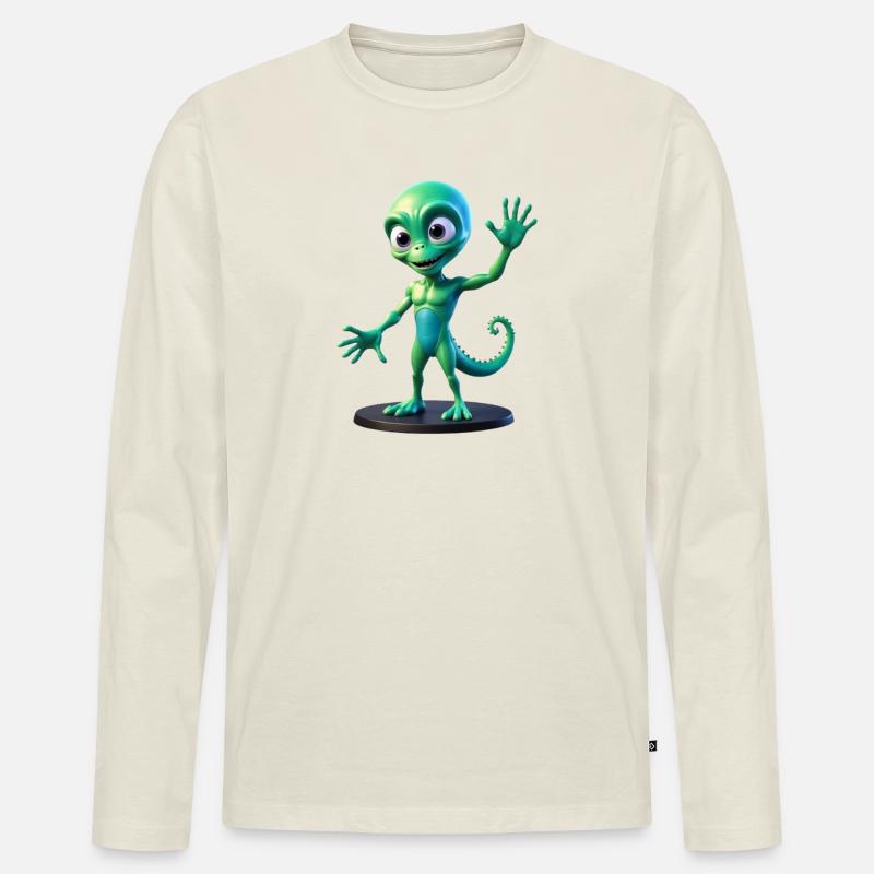 Emerald Galactic Scout - Männer Premium Bio Langarmshirt - Naturweiß
