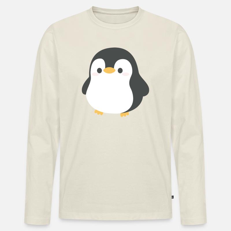 Chibi-Pinguin-Silhouette - Männer Premium Bio Langarmshirt - Naturweiß