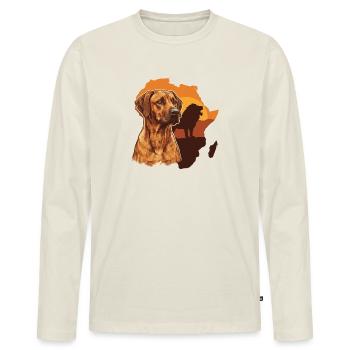 Rhodesian Ridgeback  - Männer Premium Bio Langarmshirt - Naturweiß - Vorne - Nico (187cm)