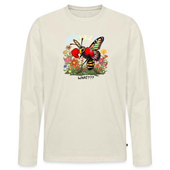 Boxing bee in Bloemenveld - Men's Premium Organic Long Sleeve Shirt - off white - Front - Nico (187cm)