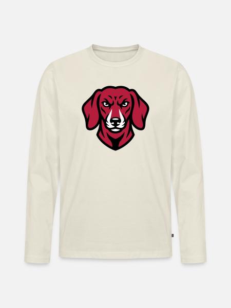 Dackel Maskottchen Logo - Männer Premium Bio Langarmshirt - Naturweiß