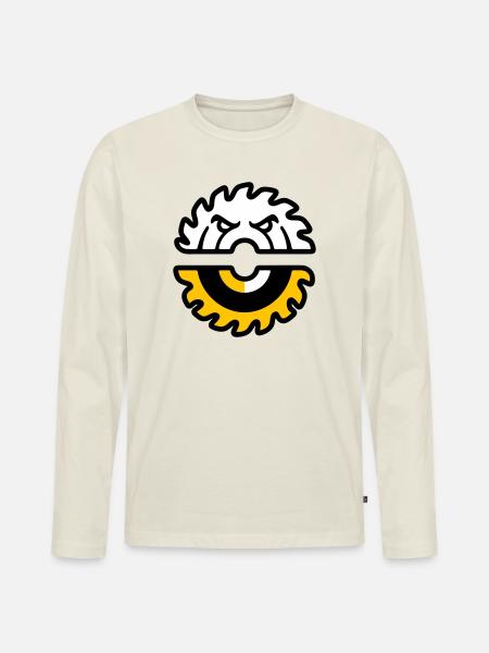 Circular Saw Face Graphic - Men's Premium Organic Long Sleeve Shirt - off white