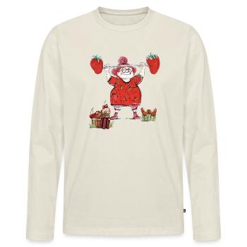 Madame Red - T-shirt manches longues Premium bio Homme - blanc cassé - Devant - Nico (187cm)