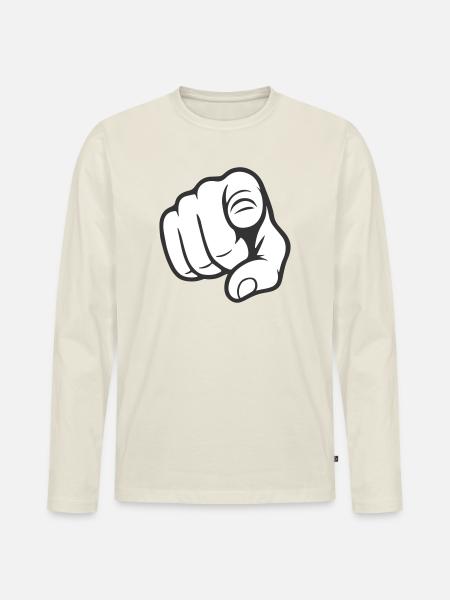 Pointing Finger You Gesture Sticker Design - Men's Premium Organic Long Sleeve Shirt - off white