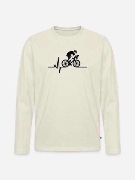 Rennrad Herzschlag EKG - Männer Premium Bio Langarmshirt - Naturweiß