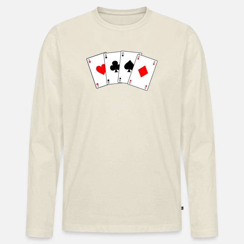 Vier - Männer Premium Bio Langarmshirt - Naturweiß