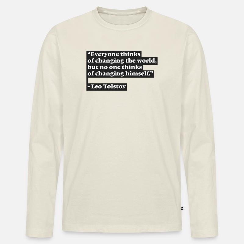 09. Tolstoi - Männer Premium Bio Langarmshirt - Naturweiß