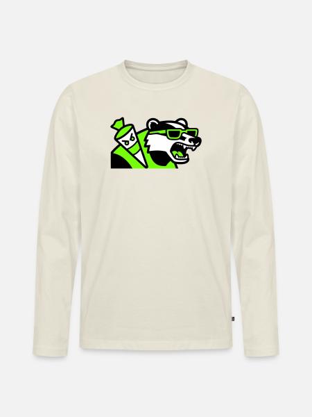 Badger Schoolbag Mascot - Men's Premium Organic Long Sleeve Shirt - off white