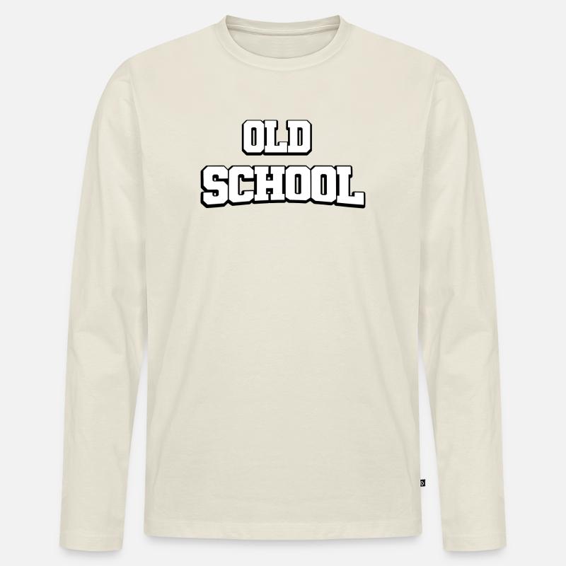 Old School Design - Männer Premium Bio Langarmshirt - Naturweiß
