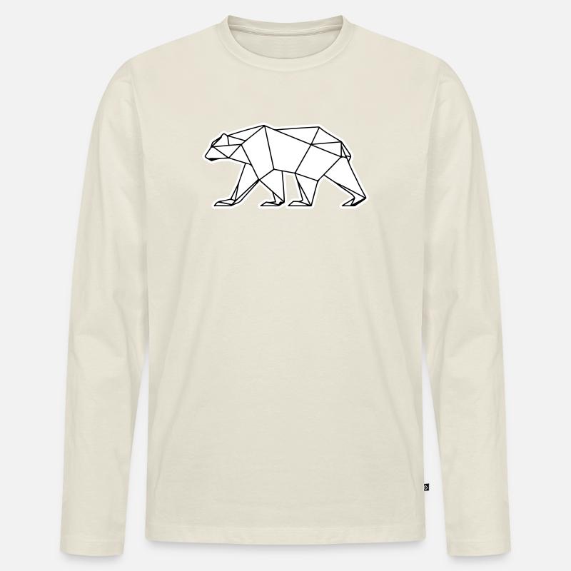 Polar Bär Polygon Eisbär Symbol - Männer Premium Bio Langarmshirt - Naturweiß