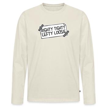 Righty Tighty Lefty Loosie Lustig Heimwerker Logo - Männer Premium Bio Langarmshirt - Naturweiß - Vorne - Nico (187cm)