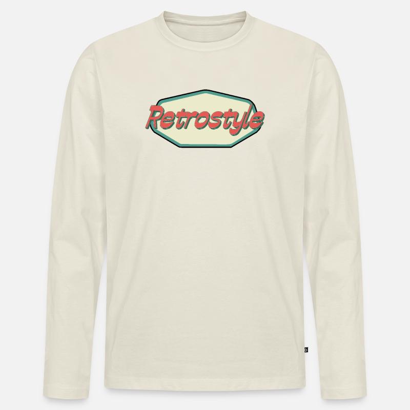 Retrostil - Männer Premium Bio Langarmshirt - Naturweiß