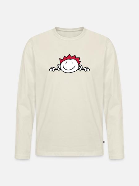 hide wall wall face head child painted kri - Men's Premium Organic Long Sleeve Shirt - off white
