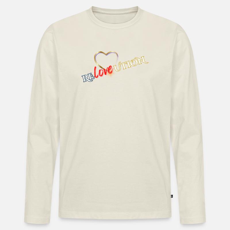 Liebevolution Herzrose Typo - Männer Premium Bio Langarmshirt - Naturweiß