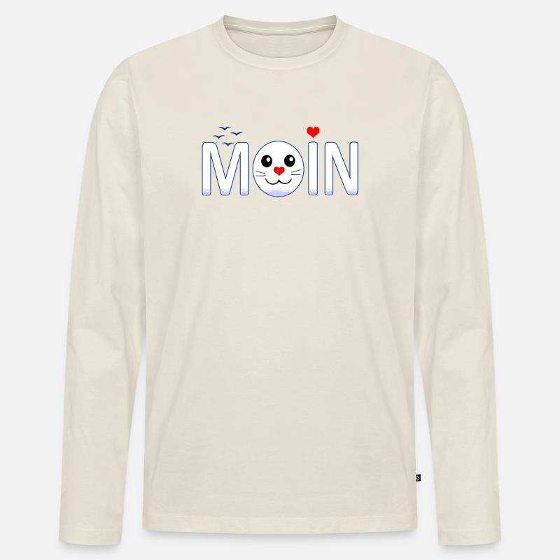 Moin Moin - Männer Premium Bio Langarmshirt - Naturweiß