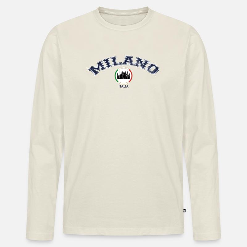 Mailand, Milano, Milan - Männer Premium Bio Langarmshirt - Naturweiß