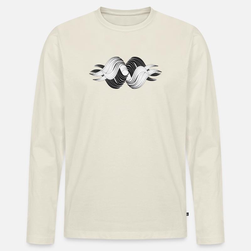 Abstrakte Formen – Dynamisches Schwarz-Weiß Design - Männer Premium Bio Langarmshirt - Naturweiß