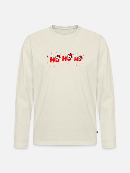 Ho Ho Ho Santa Lettering - Men's Premium Organic Long Sleeve Shirt - off white