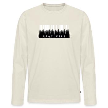 STAY WILD – Minimalist Design - T-shirt manches longues Premium bio Homme - blanc cassé - Devant - Nico (187cm)