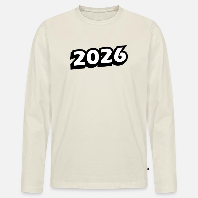 2026 Jahr - Männer Premium Bio Langarmshirt - Naturweiß