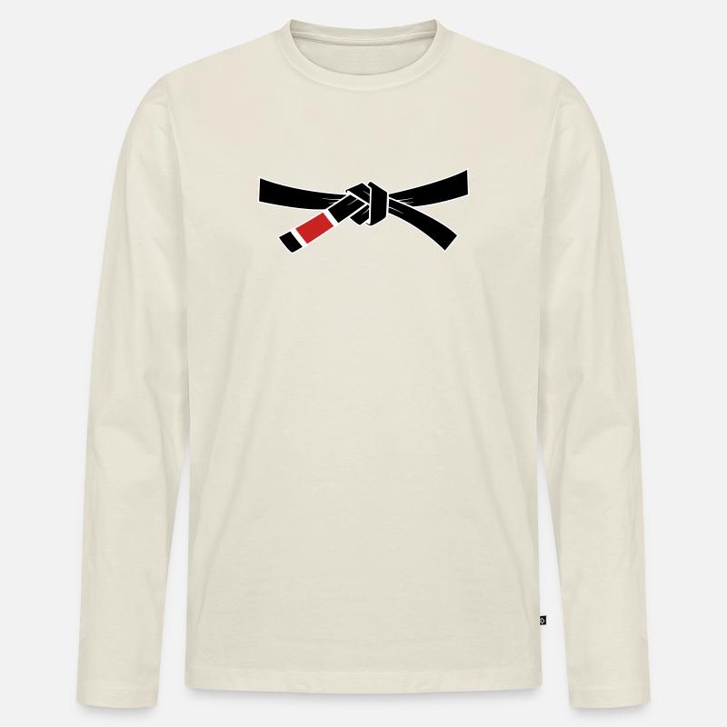 Blackbelt - Schwarzgurt - Männer Premium Bio Langarmshirt - Naturweiß