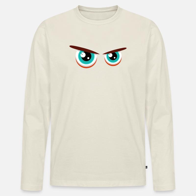 Intensive Blickblicke mit angespannter Mimik - Männer Premium Bio Langarmshirt - Naturweiß