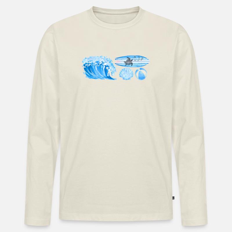 ocean vibe - Männer Premium Bio Langarmshirt - Naturweiß