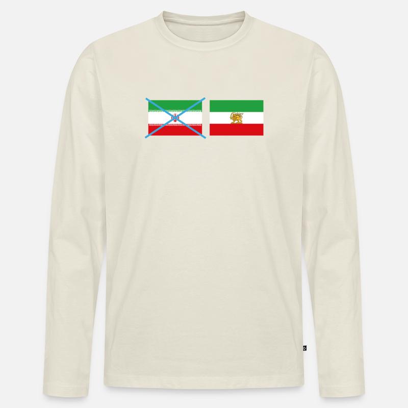Zerschlagene Iran-Flaggen - Männer Premium Bio Langarmshirt - Naturweiß