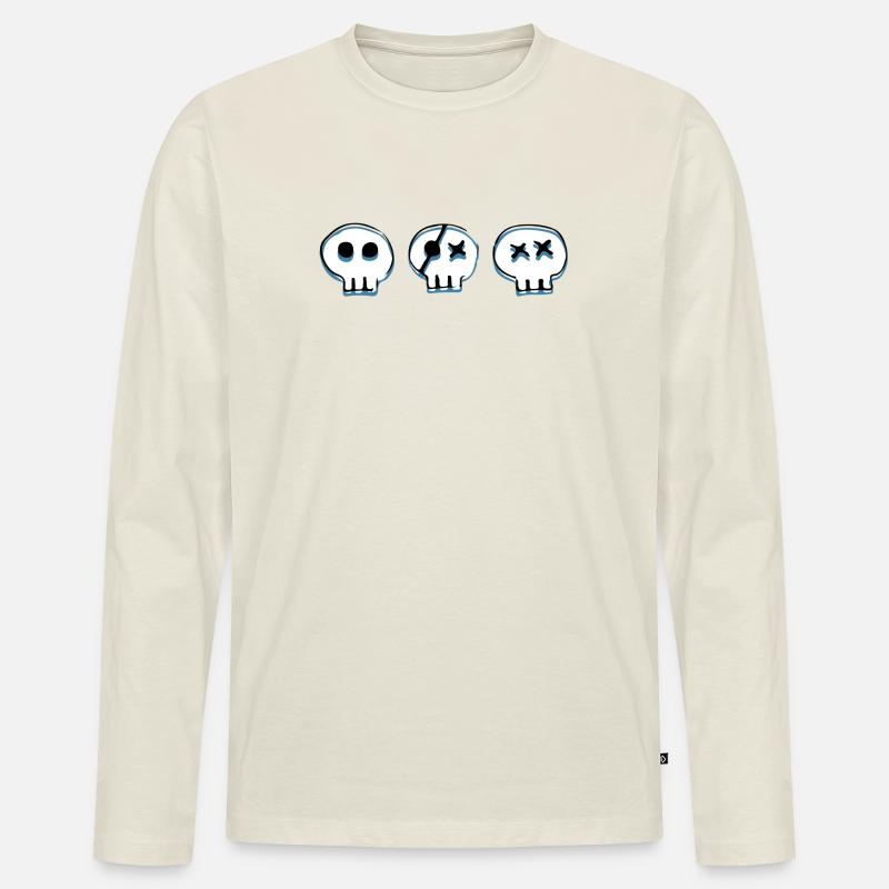 bones skulls - Männer Premium Bio Langarmshirt - Naturweiß
