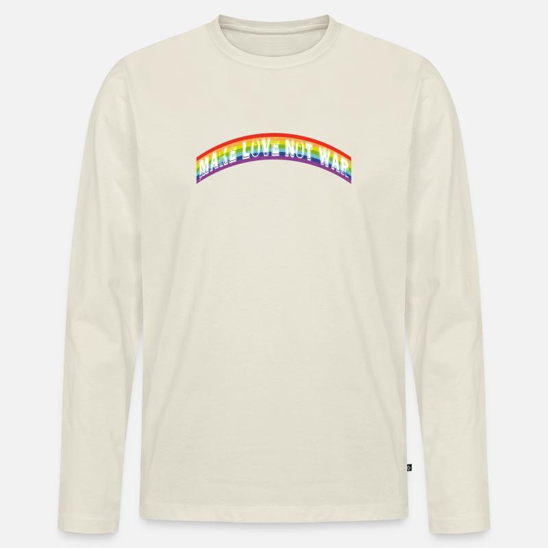 make love not war | rainbow flag - Männer Premium Bio Langarmshirt - Naturweiß