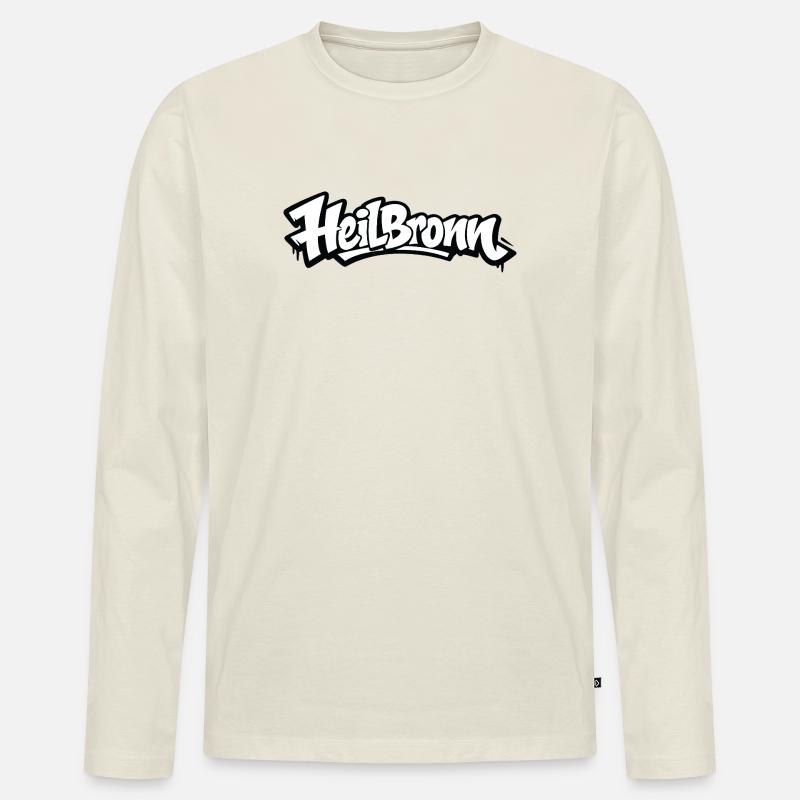 Heilbronn Graffiti Logo Tee - Männer Premium Bio Langarmshirt - Naturweiß