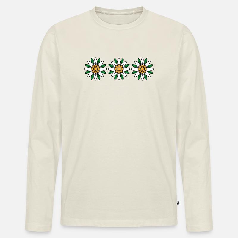 Edelweiss - Männer Premium Bio Langarmshirt - Naturweiß