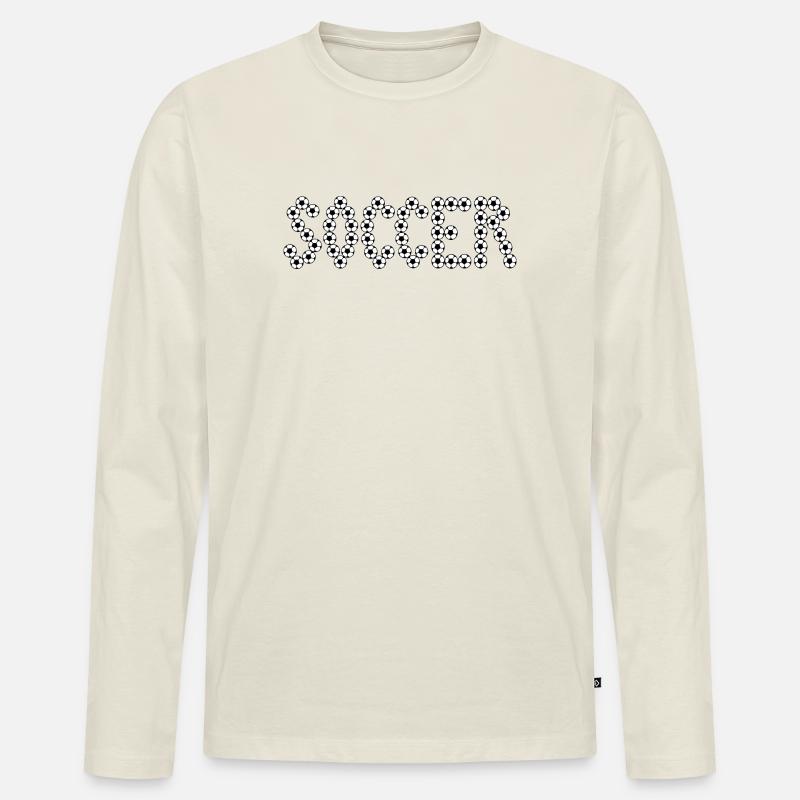 Fußballtypografie - Männer Premium Bio Langarmshirt - Naturweiß