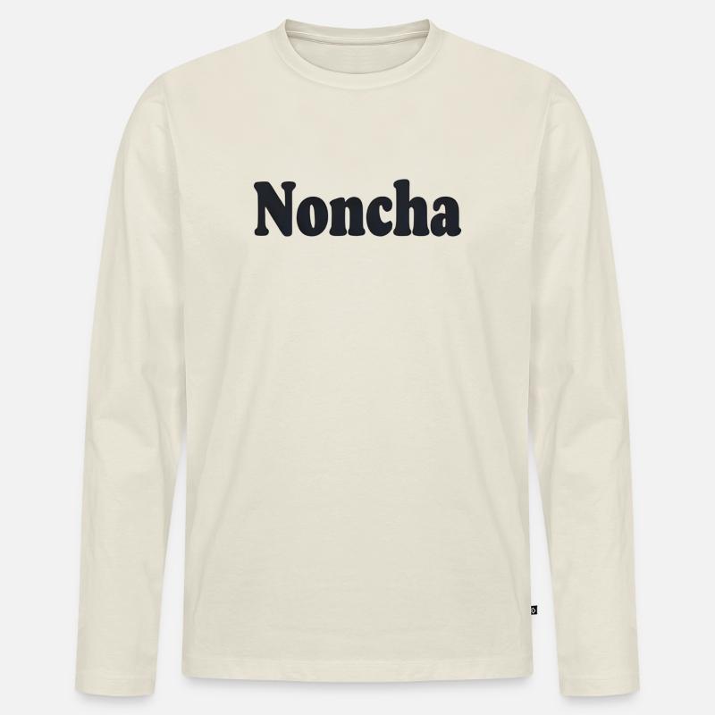 Noncha – Flämisches Textdesign - Männer Premium Bio Langarmshirt - Naturweiß
