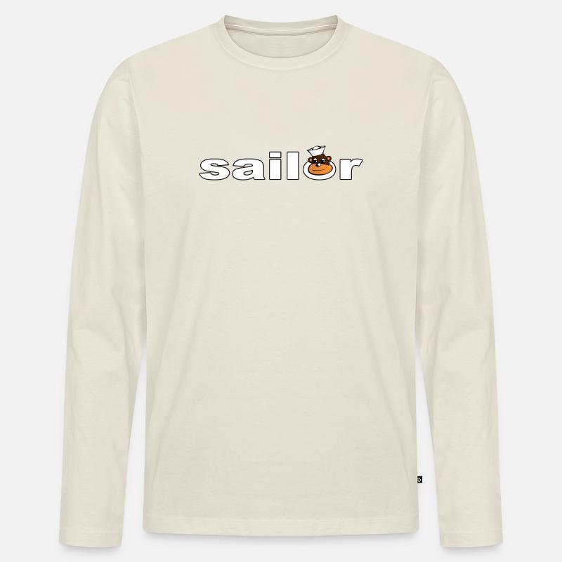 SAILOR - Männer Premium Bio Langarmshirt - Naturweiß